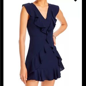 BCBG MaxAzria SALE Elegant Navy Blue Ruffle Dress